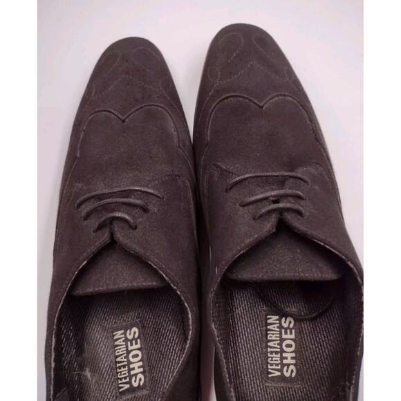 Men's Vegetarian Shoes Black 13 M Oxford Formal Vegan Suede Made In Portugal - Picture 7 of 11